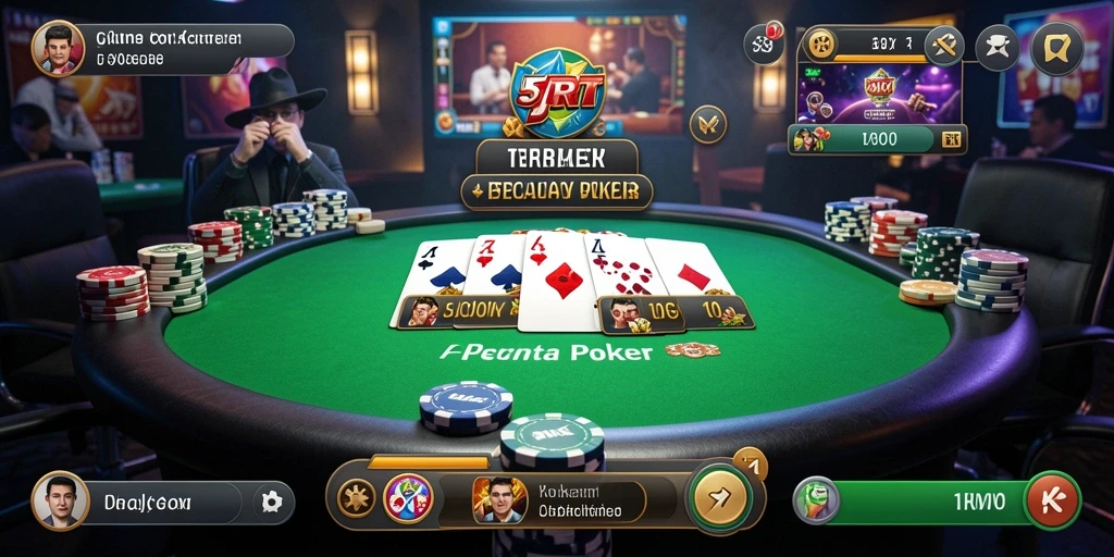 Tampilan gameplay menarik dari aplikasi Poker 5RT yang seru.