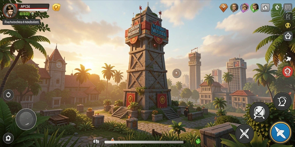 Tangkapan layar menampilkan pertarungan mendebarkan dalam gameplay Tower Defense API36.