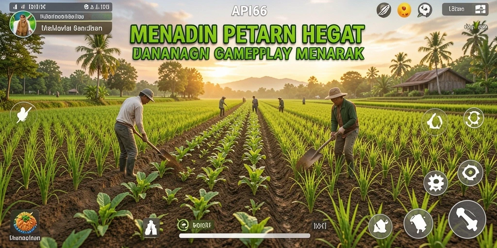 Tampilan gameplay seru dalam API66 dengan ladang hijau yang subur.