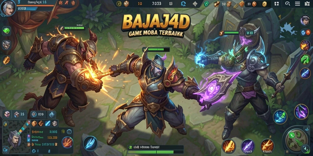 Tampilan seru gameplay MOBA di BAJAJ4D dengan aksi karakter yang dinamis.