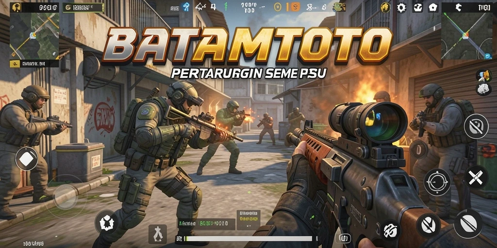 Screenshot utama BATAMTOTO menampilkan aksi mendebarkan dalam game FPS.