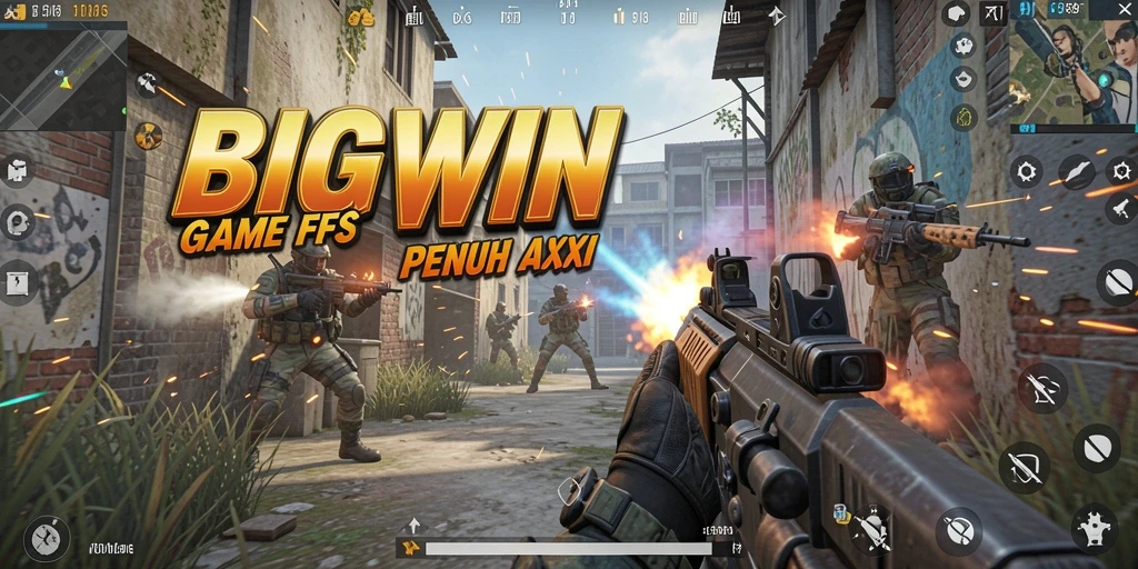 Tangkapan layar gameplay <strong>BIGWIN</strong> menunjukkan aksi tembak-menembak yang mendebarkan.