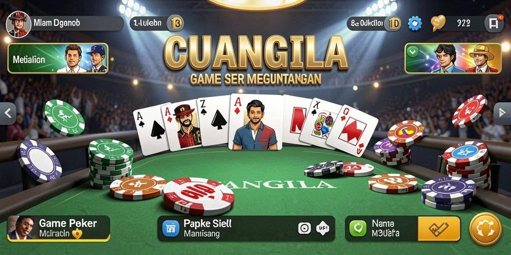 Tampilan screenshot CUANGILA menampilkan keseruan bermain Poker.