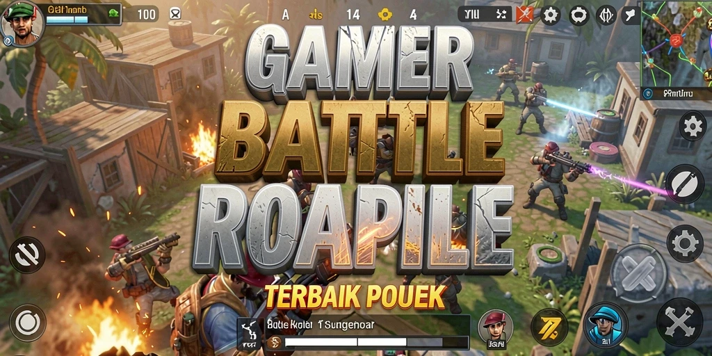 Tangkapan layar utama GAMERP menampilkan aksi seru dalam mode Battle Royale.