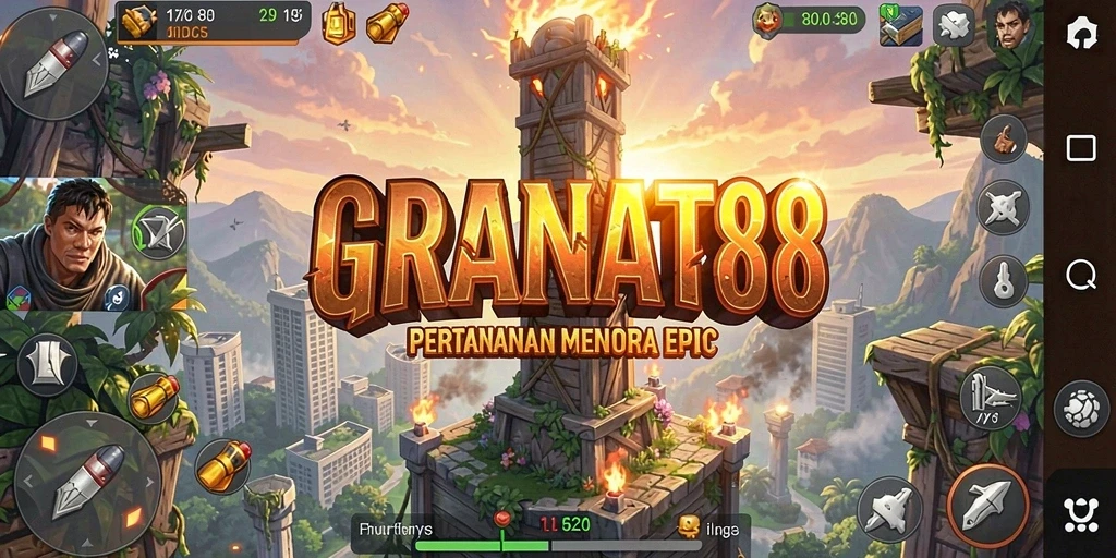 Tampilan menara dan musuh yang beragam dalam gameplay Tower Defense.