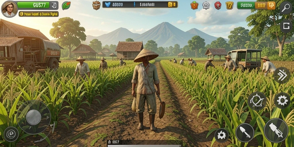 Gameplay GUS77 yang menarik dan penuh warna di dunia pertanian.