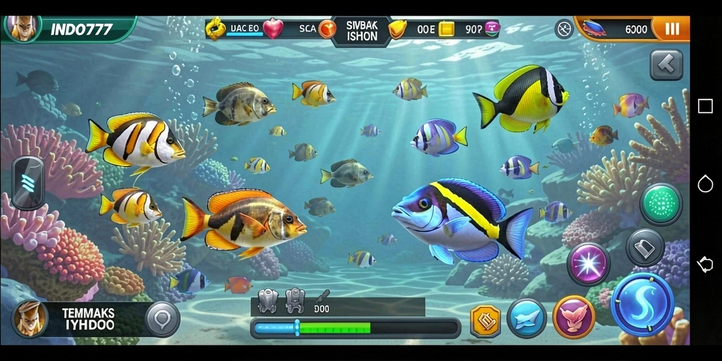 Tampilan gameplay menarik dalam INDO777 dengan aksi tembak ikan.