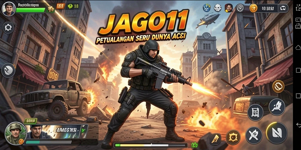 Screenshot gameplay JAGO11 menunjukkan aksi bertempur yang intens dan dramatis.