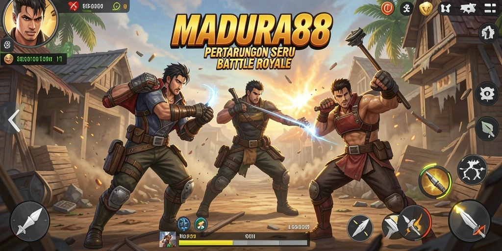 Tampilan gameplay <strong>MADURA88</strong> yang mendebarkan dalam arena Battle Royale.