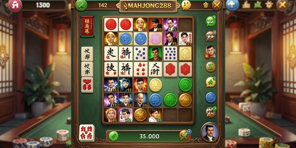 Tampilan menawan gameplay Match-3 di MAHJONG288.