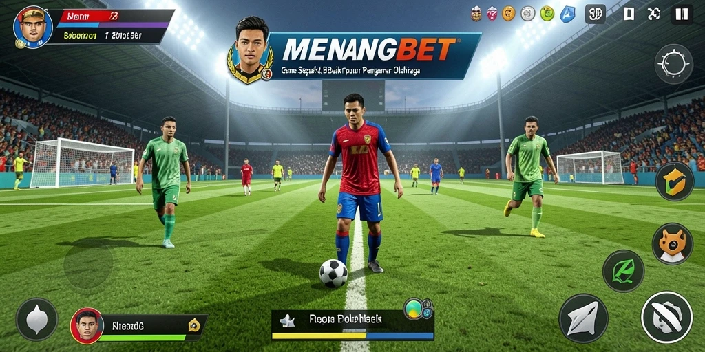 Tampilan gameplay MENANGBET dengan aksi sepak bola yang seru.