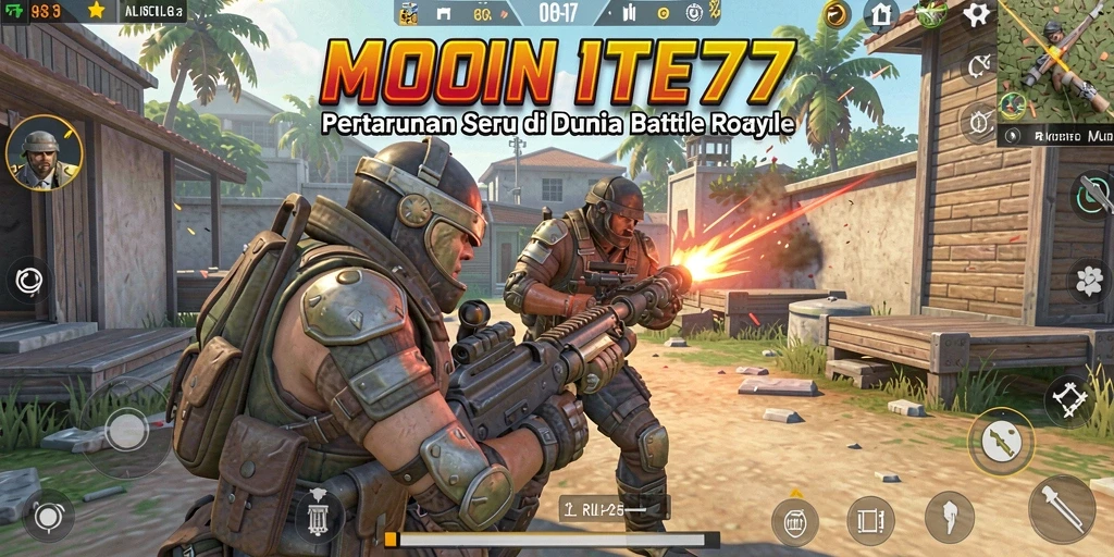 Screenshot gameplay MONTE77 menampilkan pertempuran seru Battle Royale.