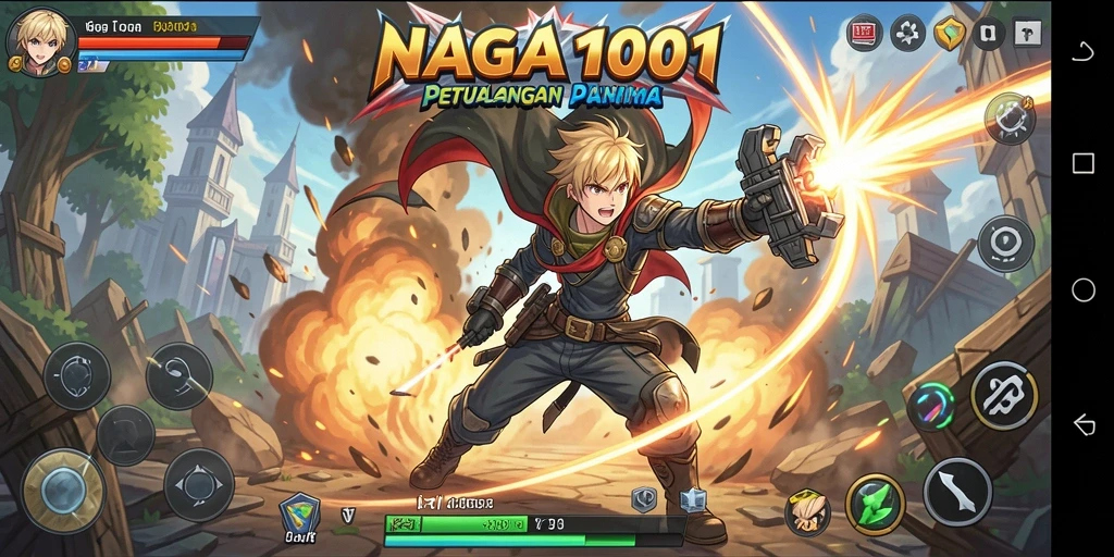 Screenshot gameplay NAGA1001 menampilkan aksi seru dan karakter anime menarik.