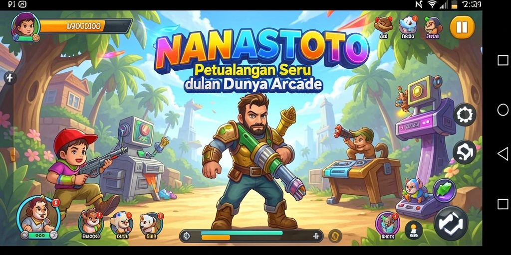 Tangkapan layar NANASTOTO menampilkan gameplay seru dan penuh warna di dunia Arcade.