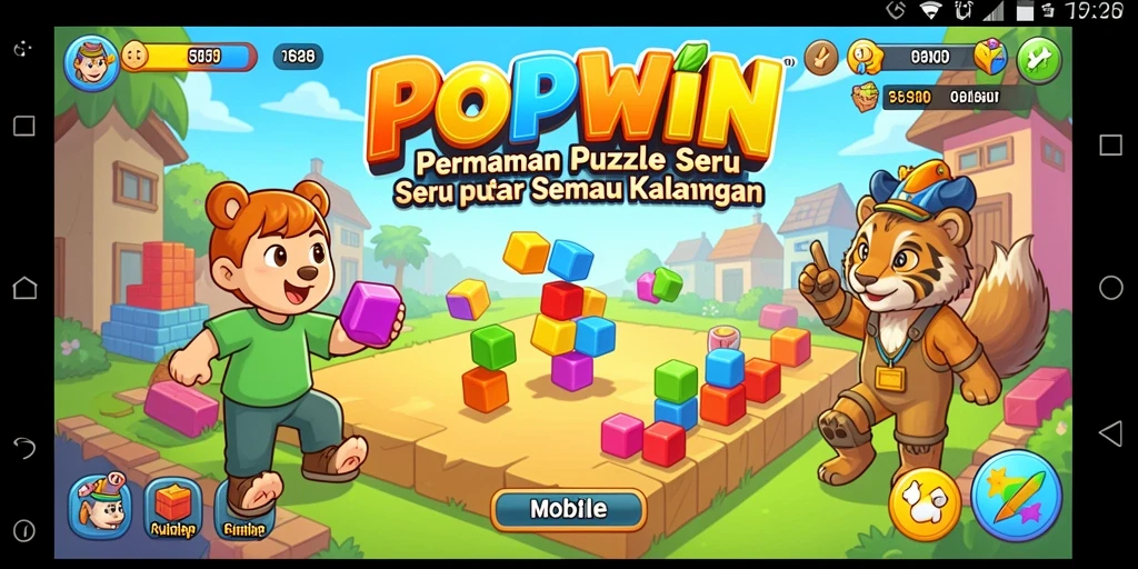 Tampilan gameplay seru dari POPWIN dengan tantangan Puzzle.