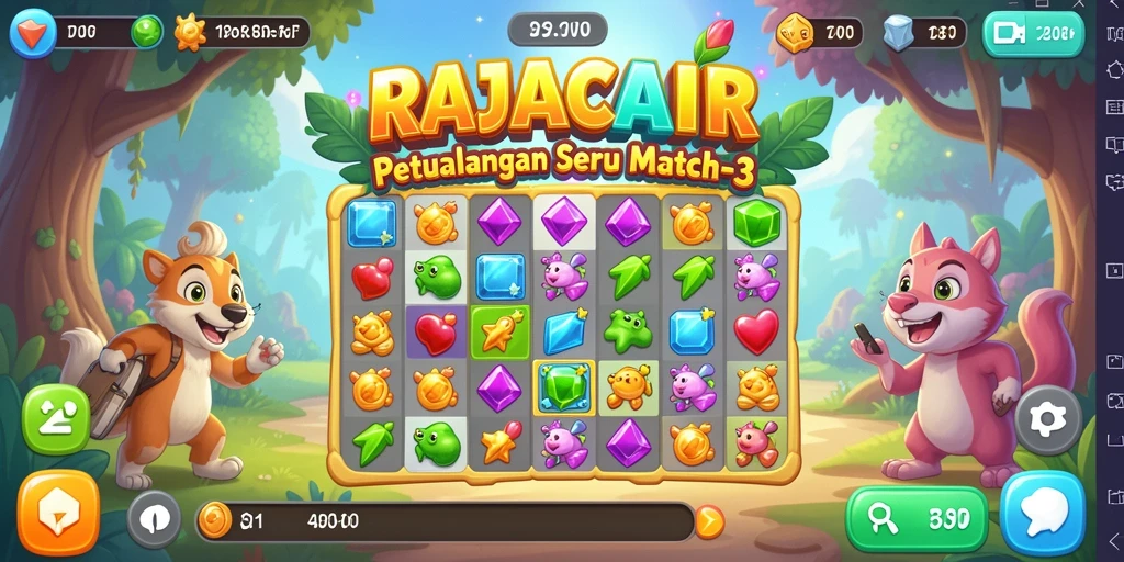 Tampilan gameplay RAJACAIR yang seru dengan aksi match-3.