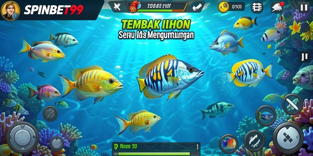 Gameplay seru SPINBET99 dengan aksi menembak ikan.