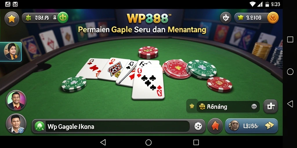 Screenshot gameplay WP888 menampilkan keseruan bermain Gaple bersama teman.