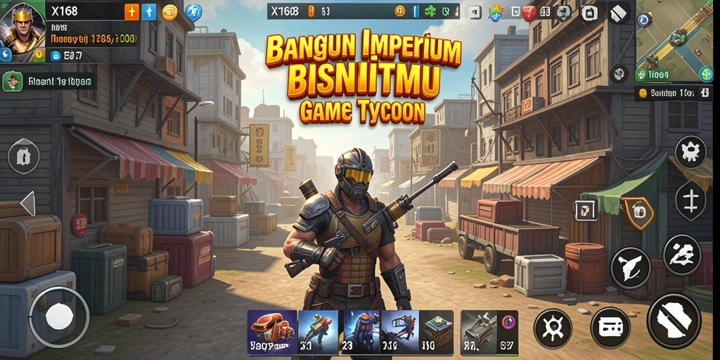 Screenshot gameplay X168 menampilkan proses pembangunan bisnis yang dinamis.